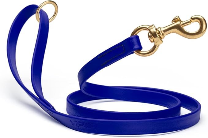 Viper Biothane K9 Working Dog Leash Waterproof Lead for Tracking Training Schutzhund Odor-Proof Long Line with Solid Brass Snap for Puppy Medium and Large Dogs 4ft, Blueberry Royal