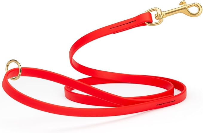 Viper Biothane K9 Working Dog Leash Waterproof Lead for Tracking Training Schutzhund Odor-Proof Long Line with Solid Brass Snap for Puppy Medium and Large Dogs 4ft, Cherry Red