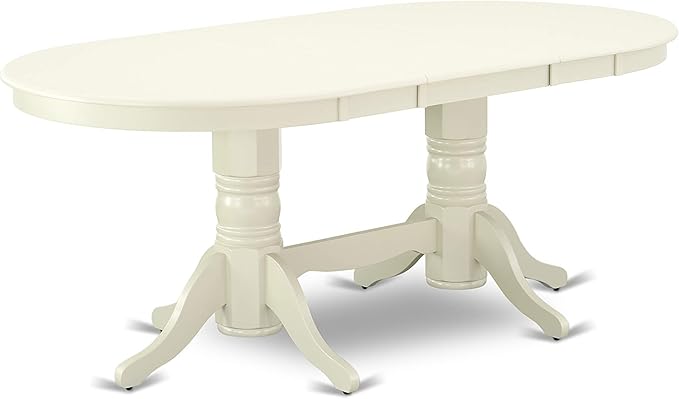 East West Furniture VAVA5-LWH-W 5 Piece Dining Room Furniture Set Includes an Oval Kitchen Table with Butterfly Leaf and 4 Dining Chairs, 40x76 Inch, Linen White