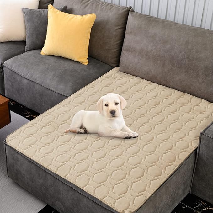 Waterproof and Non-Slip Dog Bed Cover and Pet Blanket Sofa Pet Bed Mat ，car Incontinence Mattress Protectors Furniture Couch Cover for Most Cats Dogs,Pets（52x82-Beige）