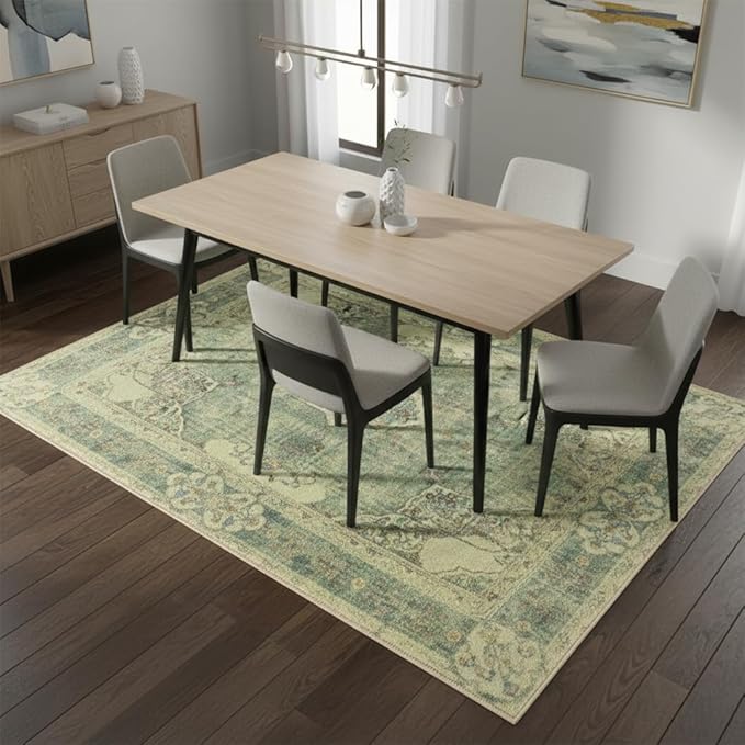 Muddy Mat짰 Majestic 5ft x 7ft Washable Area Rugs for Living Room, Bedroom & Dining Room ??Modern Soft Low Pile Non Slip Carpet ??Pet Friendly Waterproof Foldable Rugs for Home