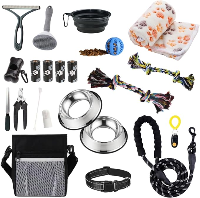 PupLuxe Puppy Starter Kit - Black 22 Piece Dog Training Kit | Great Puppy Gift for First Time & Experienced Owners | New Dog Bundle