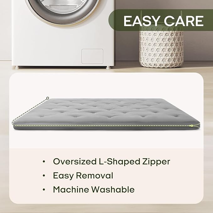 ZonLi Japanese Floor Futon Mattress Queen Size 80"x 60", 100% Cotton Cover 2.5'' Thicken Tatami Mattress, Foldable Sleeping Pad, Portable Dormitory Tatami Mat, Roll Up Floor Lounger Bed for Adult
