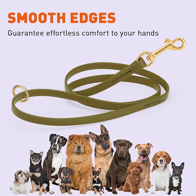 Viper Biothane K9 Working Dog Leash Waterproof Lead for Tracking Training Schutzhund Odor-Proof Long Line with Solid Brass Snap for Puppy Medium and Large Dogs 4ft, Olive Drab Green