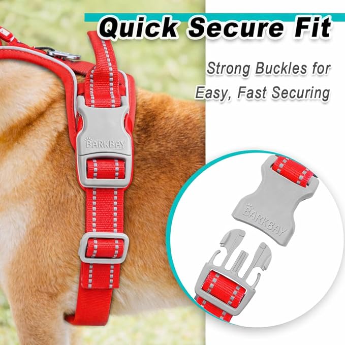BARKBAY Dog Harness No Pull Mesh for Small Dogs - Adjustable, Reflective, Comfortable, No Choke, Heavy-Duty - Perfect for Outdoor Training, Walking, and Hiking - Strong & Durable - XS & Red Mesh