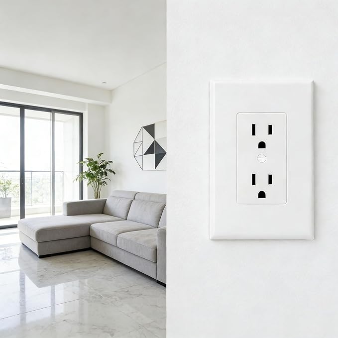 6 Pack Duplex Outlet Covers Wall Plates 1-Gang Switch Outlet Electrical Cover Plate Unbreakable Thermoplastic Faceplate for Light Receptacle Outlet Switch, White