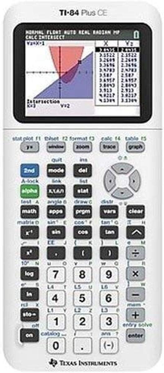TI-84 Plus CE Color Graphing Calculator, White (Renewed)