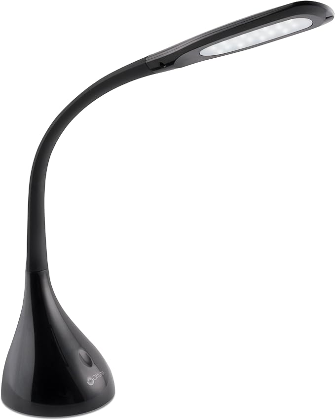 OttLite Creative Curves LED Desk Lamp with Adjustable Neck - 4 Dimmable Brightness Settings with Energy Efficient Natural Daylight LEDs for Home Office, Computer Desk, & Dorms