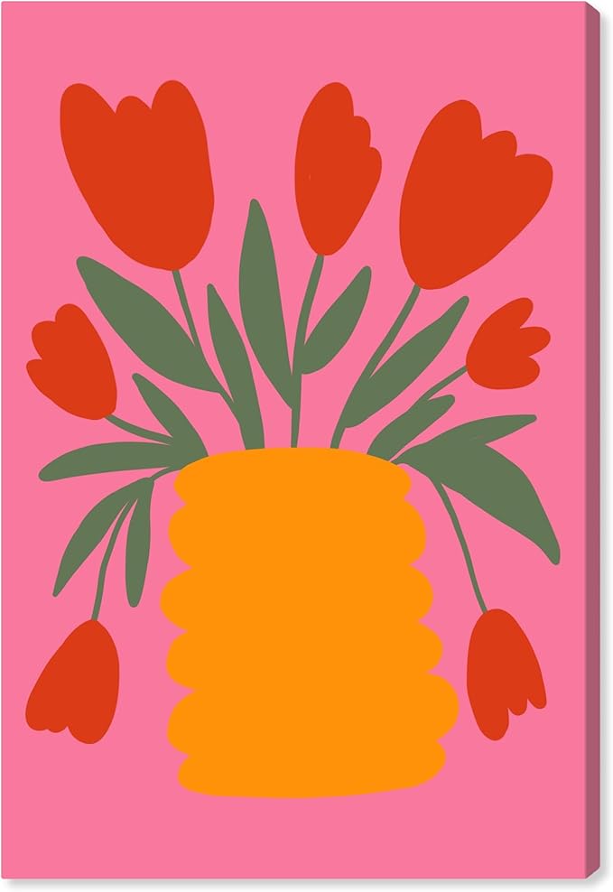 Art Remedy Bright Romantic Tulips Canvas Boho Colorful Wall Art, Gallery Wrapped, 10" x 15"
