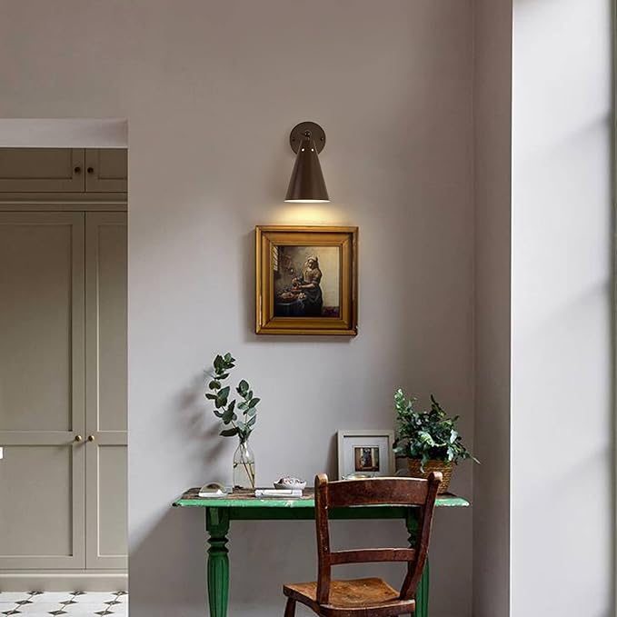 Oil Rubbed Bronze Farmhouse Wall Sconces Set of Two, Rustic Adjustable Interior Sconce Light Fixture Hardwired with Metal Shade,Indoor Industrial Lamp for Hallway,Bedroom,Living Room