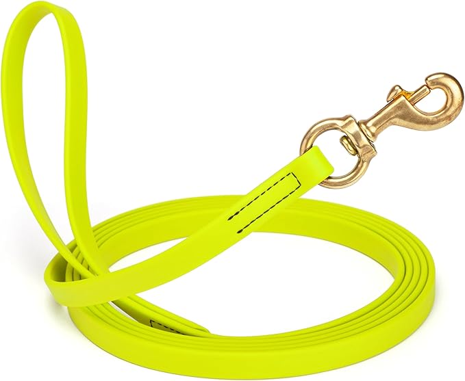 Viper Biothane K9 Working Dog Leash Waterproof Lead for Tracking Training Schutzhund Odor-Proof Long Line with Solid Brass Snap for Puppy Medium and Large Dogs, 20ft Safety Yellow