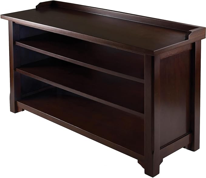 Winsome Dayton Storage Hall Bench with Shelves, Antique Walnut (94841)