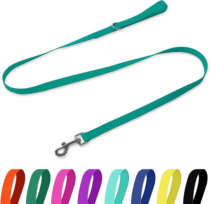 Waterproof Dog Leash, 5/6 FT Durable Odor-Proof Dog Leashes with Strong Metal Hooks Fits Small Medium or Large Dogs (Emerald Green, 5FT - 3/4 inch Width)