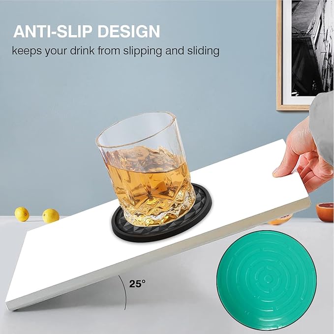 Silicone Coasters Set for Table [6 Pack] - Cup Drink Coasters for Home Kitchen Dining Decor
