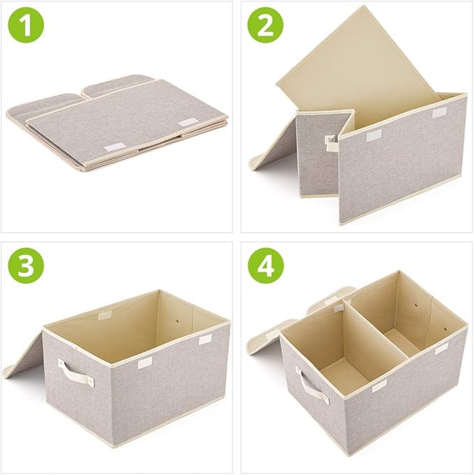 Morezi Large Dog Toy Storage Box with Lid Basket Organizer - Perfect Collapsible Bin for Living Room, Playroom, Closet, Home Organization - Dog - Black