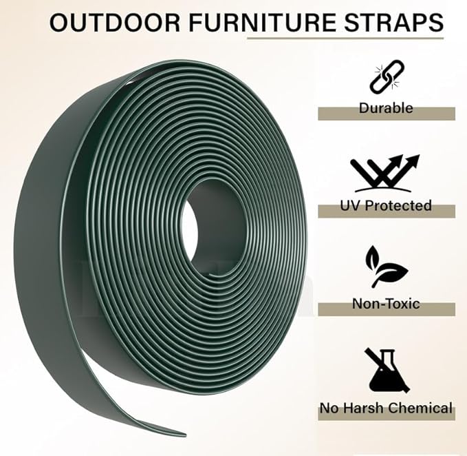 2" x20' ft Vinyl Straps for Patio Chairs Repair Outdoor Lawn Furniture Replacement Strap Strapping (Dark Green) + 20 Free Rivets!