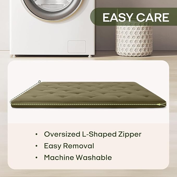 ZonLi Japanese Floor Futon Mattress Full Size 75"x 54", 100% Cotton Cover 2.5'' Thicken Tatami Mattress, Foldable Sleeping Pad, Portable Dormitory Tatami Mat, Roll Up Floor Lounger Bed for Adult