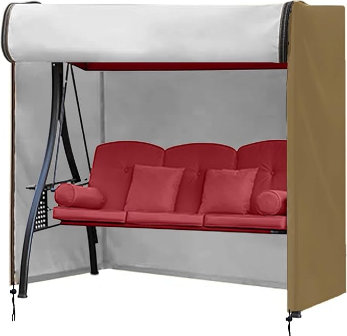 FLYMEI Outdoor Swing Cover 3 Seater Hammock Cover for Porch Swing Canopy Glider Chair and Other Patio Furniture, Waterproof Windproof All Weather Protection, 87'' (L) x 49''(W) x 67''(H)