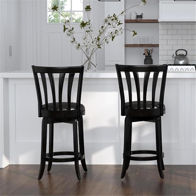 Hillsdale Savana Wood Kitchen Counter Height Stool, 29.5" High, Black