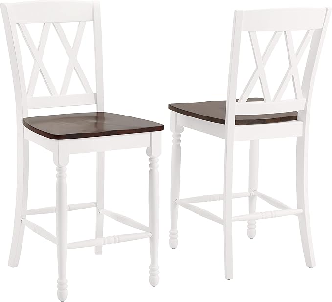 Crosley Furniture Shelby Wood X Back Counter Height Bar Stools Set of 2