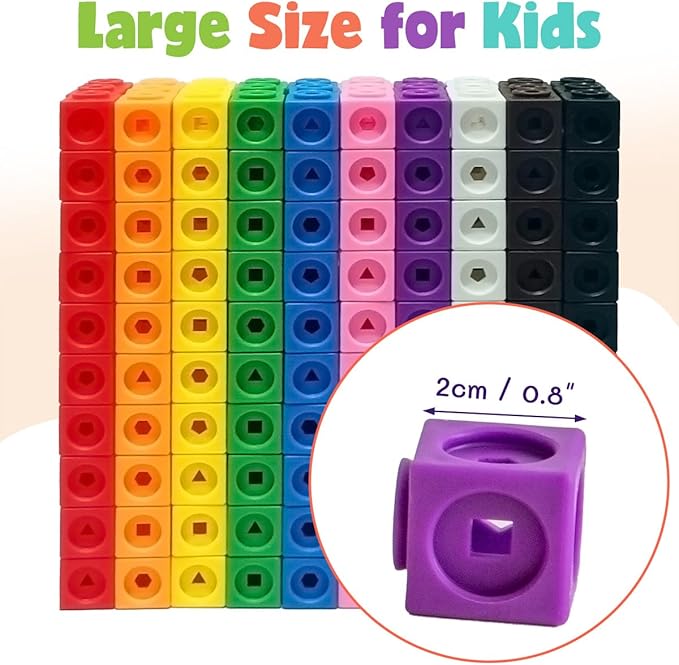 300 Pcs Linking Cubes for Math with Storage Boxes, Kids Counting Blocks for Math STEM Connecting Cubes Math Manipulatives Classroom Learning Supplies for Preschool and Elementary Aged Kids