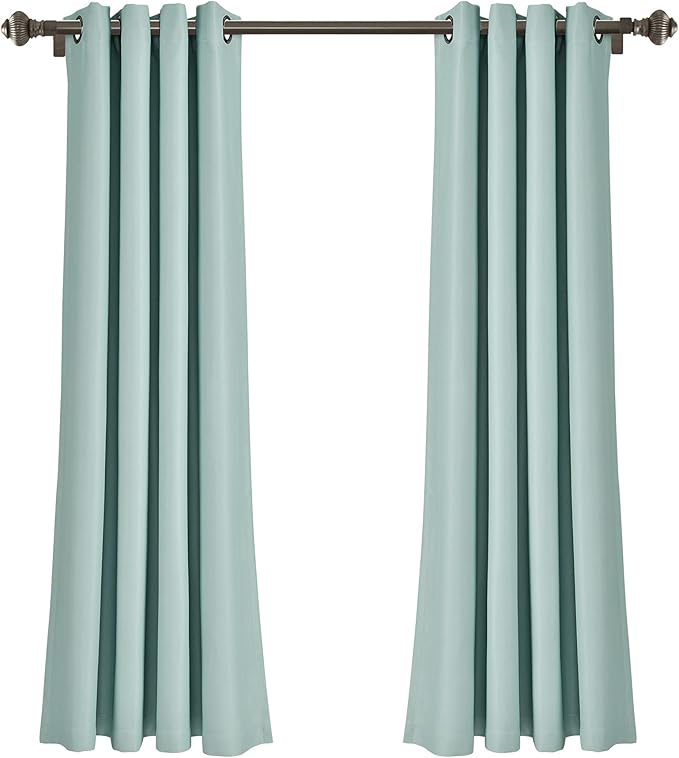 Lush Decor Insulated Grommet Blackout Window Curtain Panels, Pair, 52" W x 63" L, Blue - Classic Modern Design - Chic Window Decor - Curtains For Living Room, Bedroom, Or Dining Room