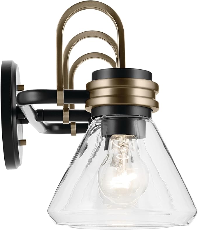 Kichler Farum 26" 3-Light Vanity Light with Clear Glass in Black, for Single or Double Vanity, Over a Mirror, Powder Room, Bathroom (26" W x 9.5" H) 55155BKCLR