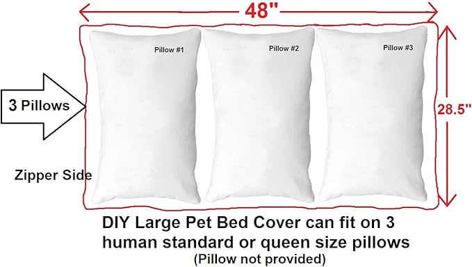 Dogbed4less Do It Yourself DIY Pet Bed Pillow Duvet Denim Cover + Waterproof Internal case for Dog/Cat at Large 48"X29" Brown Color - Covers only