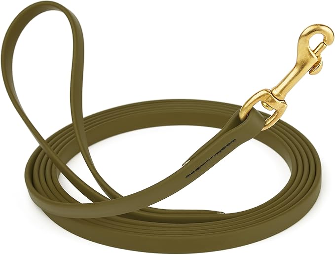 Viper Biothane K9 Working Dog Leash Waterproof Lead for Tracking Training Schutzhund Odor-Proof Long Line with Solid Brass Snap for Puppy Medium and Large Dogs, 33ft Olive Drab Green