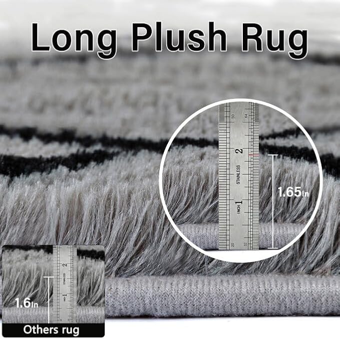 5x8 Checkered Rug for Bedroom Grey and White Modern Soft Area Rug Fluffy Non-Slip Carpet for Living Room Playroom Home Aesthetic Decor