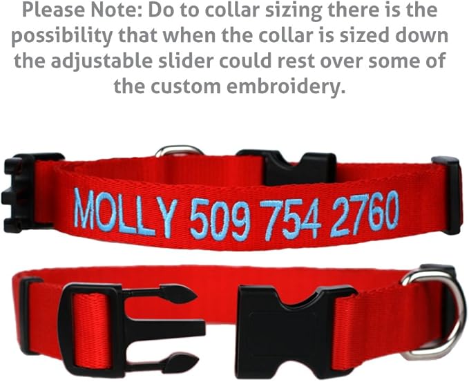 GoTags Personalized Dog Collar, Custom Embroidered Pet ID Dog Collar with Pet Name and Phone Number, Adjustable with Quick Release Snap Buckle