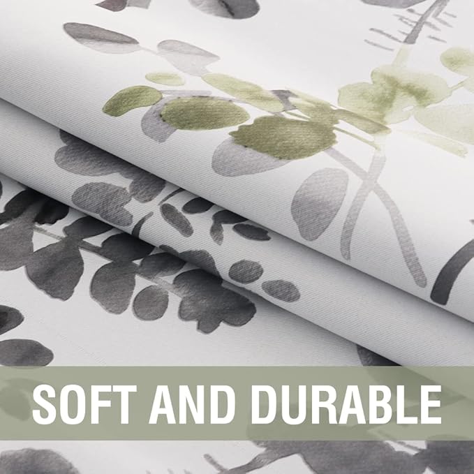H.VERSAILTEX Blackout Curtains for Bedroom Thermal Insulated Grommet Panels Noise Reduction Window Drapes Room Darkening Curtains for Living Room(2 Panels, 52x45 in, Grey and Sage)