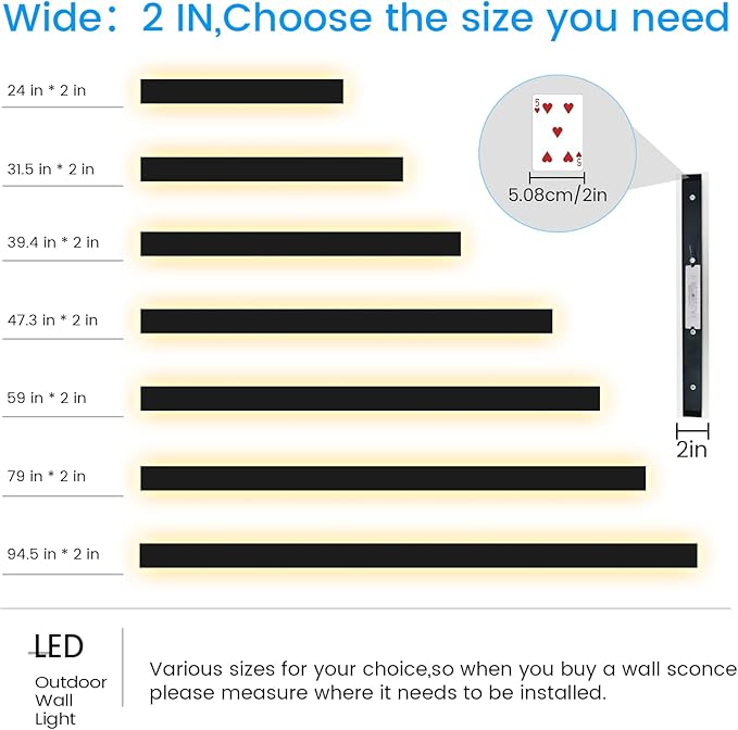 Exterior Wall Lights for House - 31.5inch Long Strip Modern Outdoor Light Wall Fixture Sconce, Dimmable Outside Garage Exterior Lights, Black Wall Mount Lighting for Porch Corridor, Garage