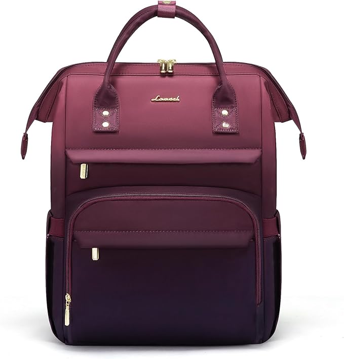 LOVEVOOK Gradient Laptop Backpack for Women,17.3 Inch Work Computer Bakcpack Purse Laptop Bag With Anti-Theft Pocket,Waterproof Carry on Teacher College Backpack for Travel,Purple-Red