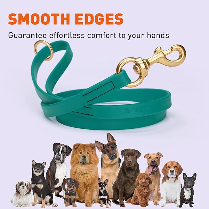 Viper Biothane K9 Working Dog Leash Waterproof Lead for Tracking Training Schutzhund Odor-Proof Long Line with Solid Brass Snap for Puppy Medium and Large Dogs 4ft, Blue Aqua