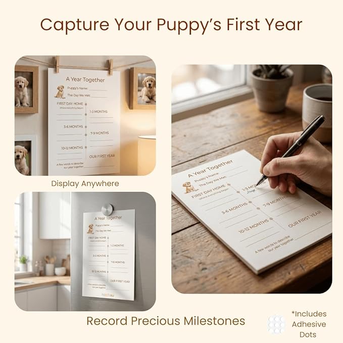 Puppy Welcome Home Gift Basket – New Puppy Starter Kit with Toys, Slow Feeder Bowl, Bandana, First Year Milestone Card & Promise Card, Puppy Gift Set for New Dog Owners