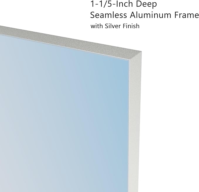 VocalStar 22 x 30 Inch Silver Bathroom Mirror for Wall, Square Corner Rectangle Nickel Metal Framed Bathroom Vanity Mirrors, 1/4-inch Shatterproof Glass | Ultra-Flush Hanging