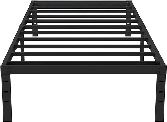 16 Inch Twin Bed Frames No Box Spring Need, Metal Platform Bed Frame Twin Size Heavy Duty Mattress Foundation with 14 Inch Storage, Eassy Assembly 2,500 lbs Steel Slats Support, Black