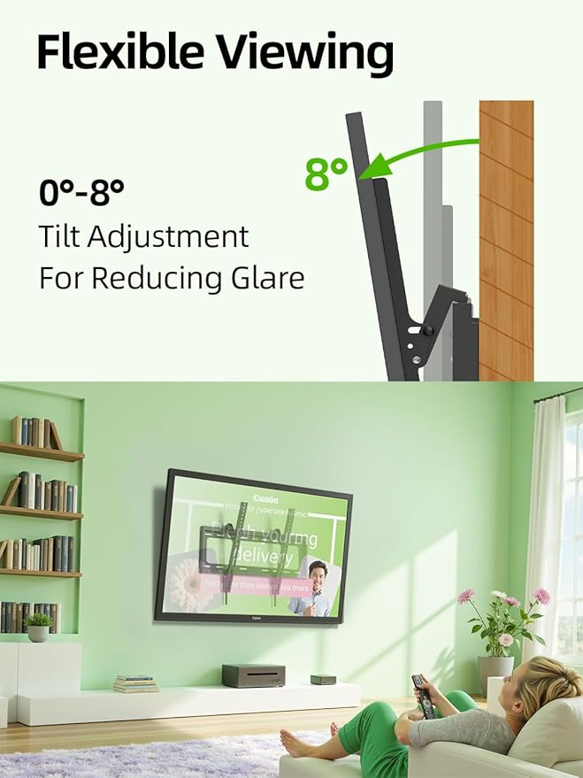 USX Mount Tilting TV Wall Mount Bracket Low Profile for Most 26"-60" LED, LCD, Flat Television, TV Bracket Tilt Mount for VESA 400x400mm- Up to 99lbs, Quick Lock and Release Fits 12" 16" Stud