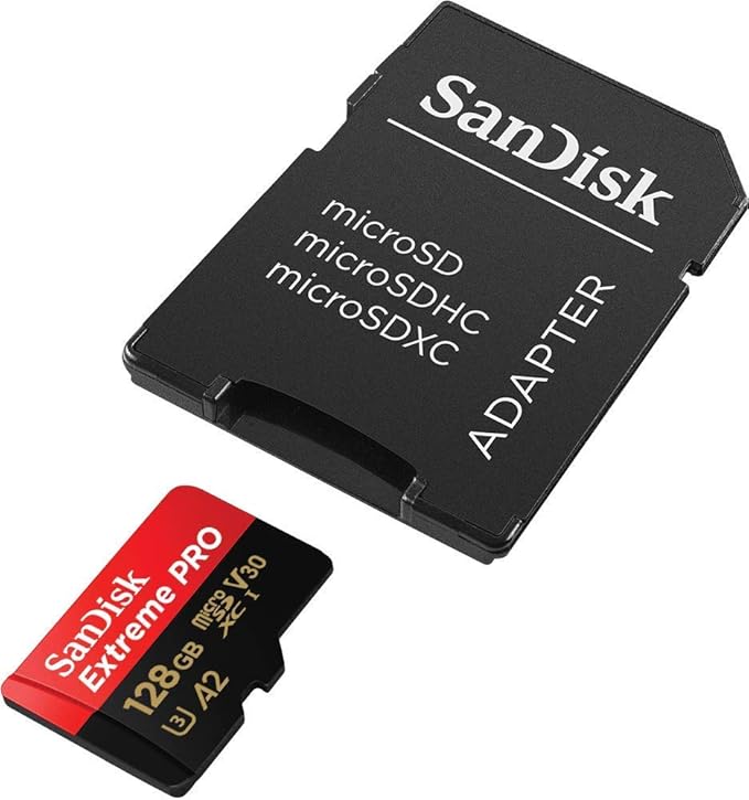 SanDisk Extreme Pro 128GB MicroSD Card for GoPro Hero 10 Black Camera Hero10 UHS-1 U3 / V30 A2 4K Class 10 (SDSQXCD-128G-GN6MA) Bundle with 1 Everything But Stromboli SDXC & Micro Memory Card Reader