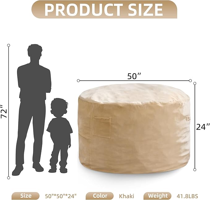 Hobestluk 5FT Bean Bag Chair Giant Bean Bag Chairs for Adults Large Bean Chairs with Removable Cover, Beanbag Chair with Filler, Adult Bean Bag Chairs for Living Room, Bedroom