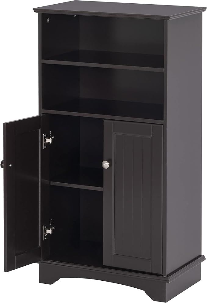 Spirich Modern Espresso Wood Bathroom Storage Cabinet, 23.62" W x 11.81"D x 40.15"H, 2 Doors, 3 Adjustable Shelves, Freestanding, Perfect for Bathroom, Entryway, Living Room & Dining Room