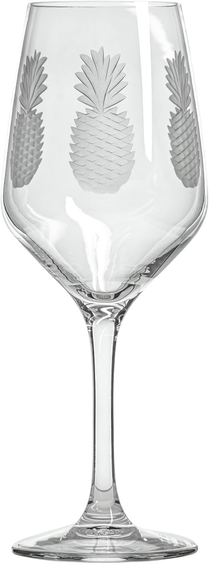Rolf Glass Fresh Pineapple White Wine Glass | 10.75oz | Lead-Free and Diamond-Wheel Engraved | Engraved in the US | Tropical Glassware with Etched Pineapple Design | Set of 4