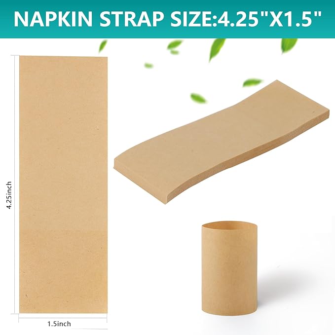 Paper Napkin Bands,Napkin Rings Self Adhesive,Silverware Wraps Bands(Kraft,2000 pcs)