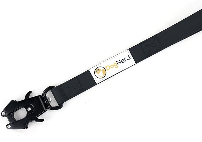 6ft Black Dual Handle Silicone Tactical Dog Leash for Medium, Large, Giant, Police Breeds | Quick Release Swivel Clip Carabiner | Coated Nylon Heavy Duty | Strong Puller | Training Leashes