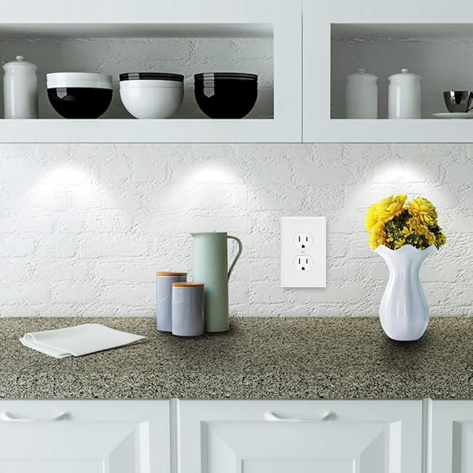 Henne Bery Sunken Pearls Heavy Duty Decorative Wall Plate Switch Plate Outlet Cover (Single Duplex, 3 Pack, White)