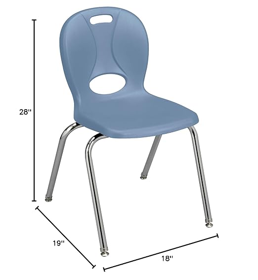 Learniture LNT-116-CSW-SB Learniture Structure Series Stackable School Chairs for Classroom, 16" Seat Height, Blue, Pack of 4