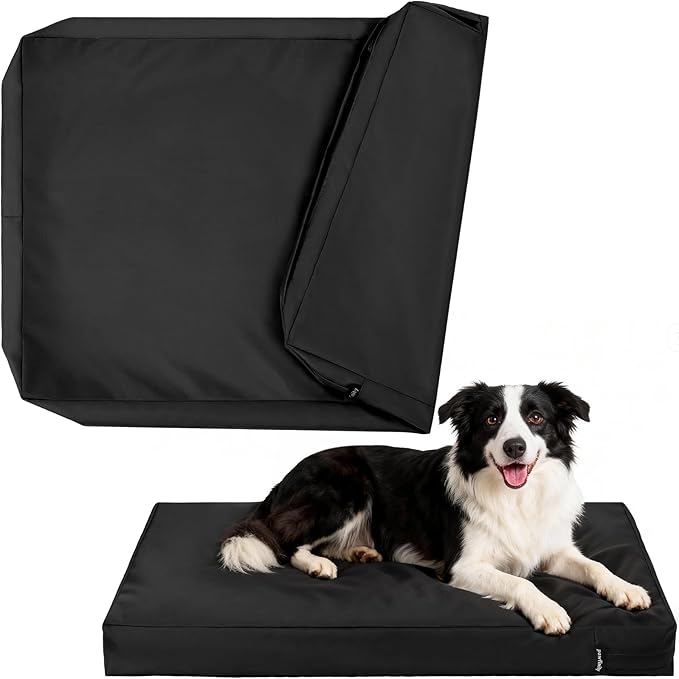 Waterproof Dog Bed Cover Replacement Washable, Easy to Clean, Pet Hair Resistant, Heavy Duty Oxford, Zipper Closure, Indoor/Outdoor Use, Fits 42 Inch Dog Crate - Extra Large XL - 41"x 27"x 4" - Black