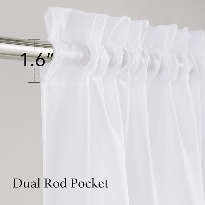 NICETOWN White Sheer Curtains 72 inches Long 4 Panels, 42 inch Wide Rod Pocket Light Filtering Drapes Translucent Modern Voile Airy & Breathable Window Treatment for Living Room