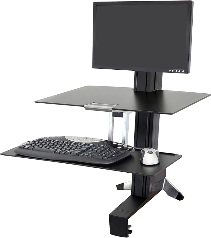 Ergotron – WorkFit-S LD Single Monitor Standing Desk Converter, Sit-Stand Workstation for Tabletops – 6 to 16 lbs, Black